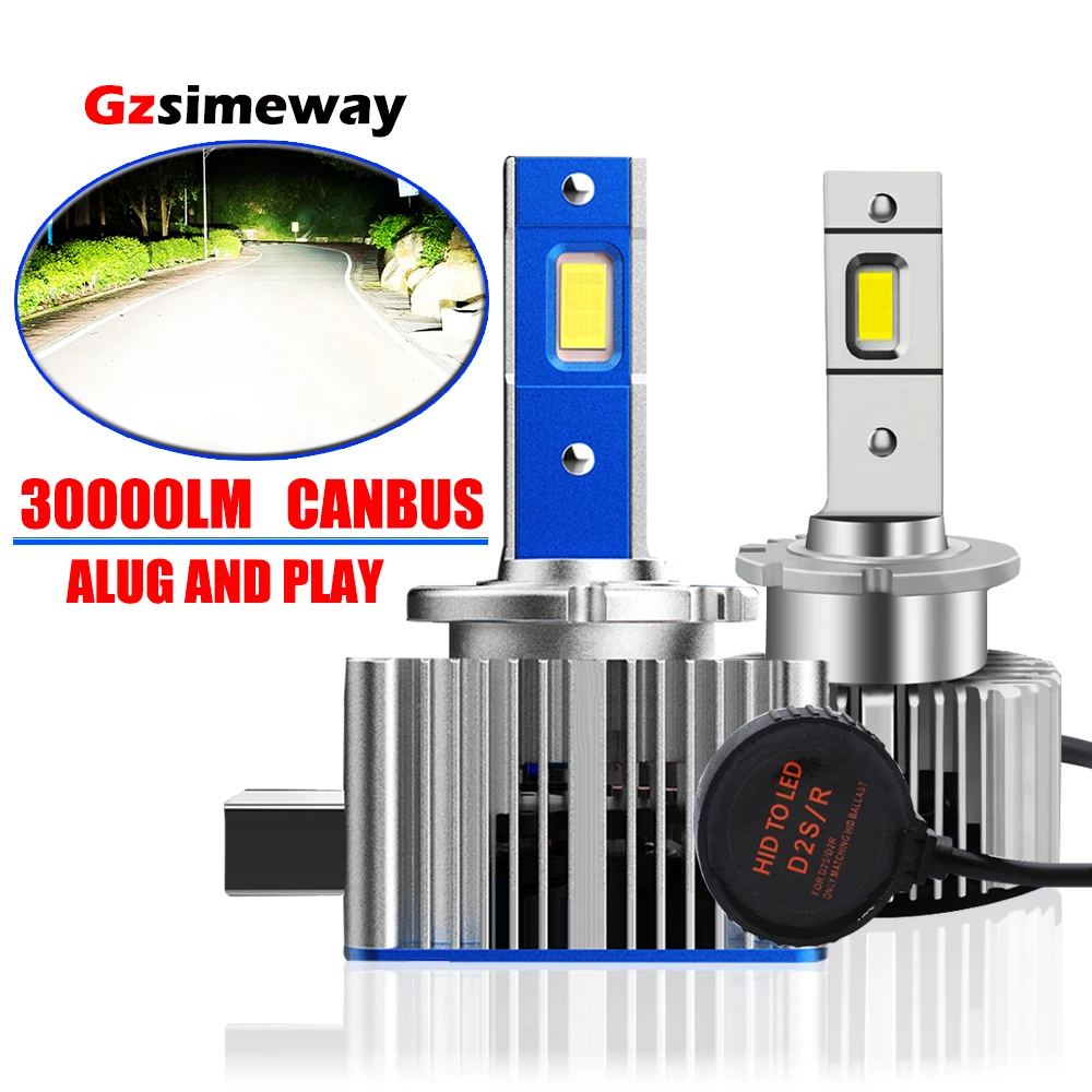 

2PCS D3S LED Canbus D1S D2S D4S Car Headlight Bulbs D5S D8S D1R D3R LED Turbo HID Lights 70W 30000LM Auto Lamps 6000K White 12V