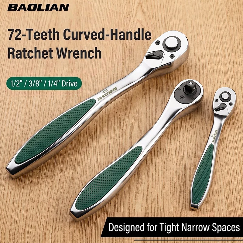 72 Tooth Quick Ratchet Wrench Set 1/4 3/8 1/2 Inch Two Way Socket Spanner Labor-Saving Auto Bicycle Motorcycle Repair Hand Tools