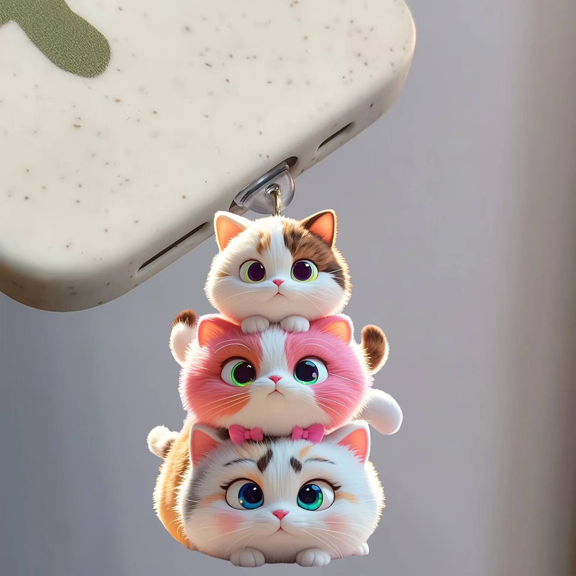 Acrylic Phone Dust Plug Colorful Cute Cartoon Dust Plug Cat Phone Dust Plug High-Quality For Everyday Use Samsung Mobile Device