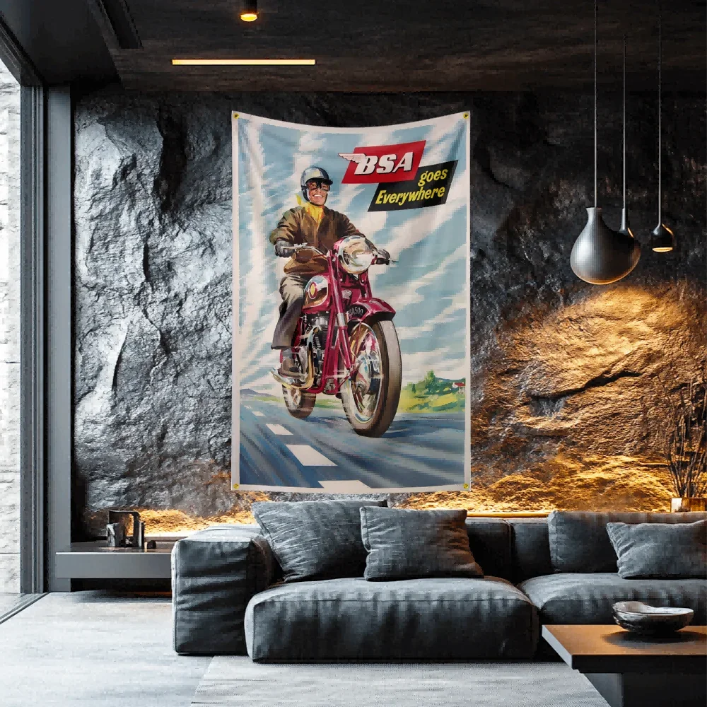 BSA Edition Racing Flag 3x5 FT Polyester Banner For Pit Wall Decor MotoGP Fan Gift