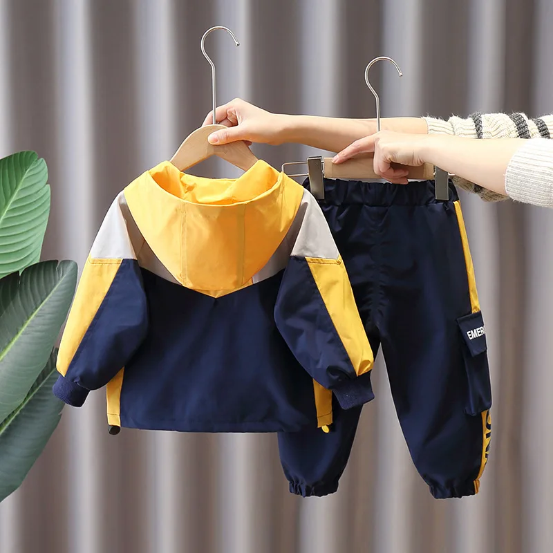 1258 Kids Sports Set Spring and Autumn New Fashion Baby Boys Zipper Jacket+Pants 2-piece Set Children's Clothing Casual 90-140cm