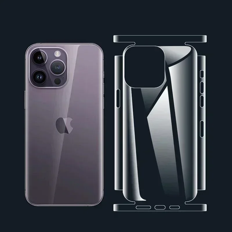 Full Cover Hydrogel Back Film for IPhone 14 13 12 Pro Max 13 Mini Clear Back Screen Protector Side Frame Film for iPhone 14 Plus image 2