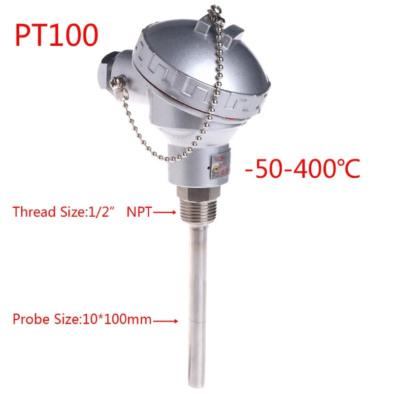 Đầu Dò Cảm Biến Nhiệt Độ "NPT Ren Cặp Nhiệt Điện Nhà Cho Đầu Thép Không Gỉ Lắp Cho Công Nghiệp 4" Thả Vận Chuyển