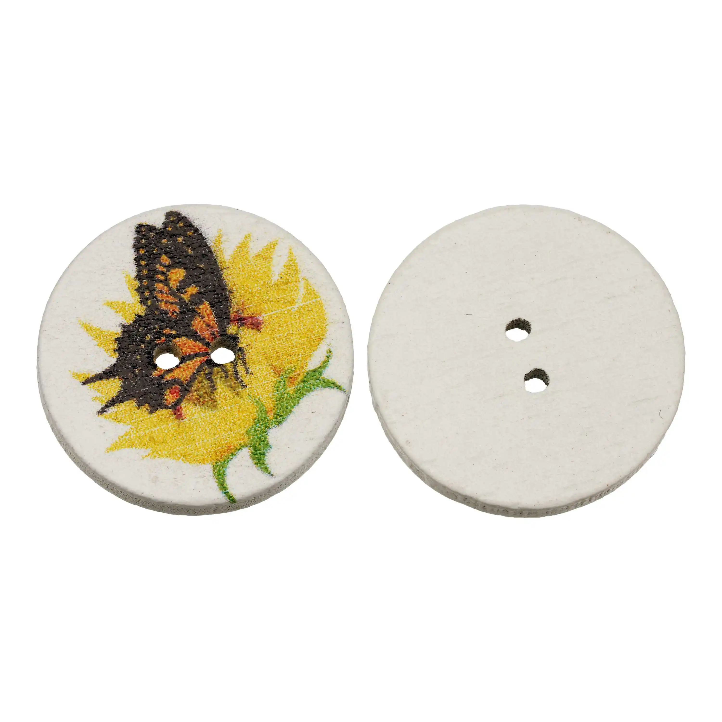 50pcs Sunflower Theme Spring Day Wooden Buttons Set, handmade scrapbook DIY Crafts and Sewing decoration