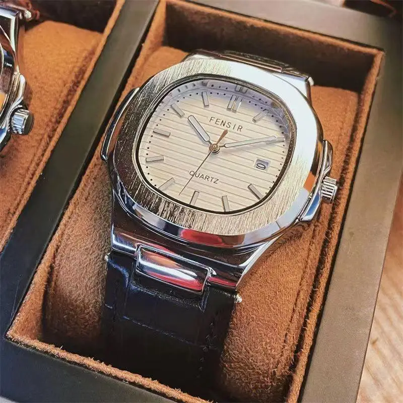 European and American Style High-End Luxury Fashion Square Men's Watch, New Nautilus Series Business Casual Versatile Stylish Handsome Social Guy Trendy Men's Watch, the Best Gift for Her
