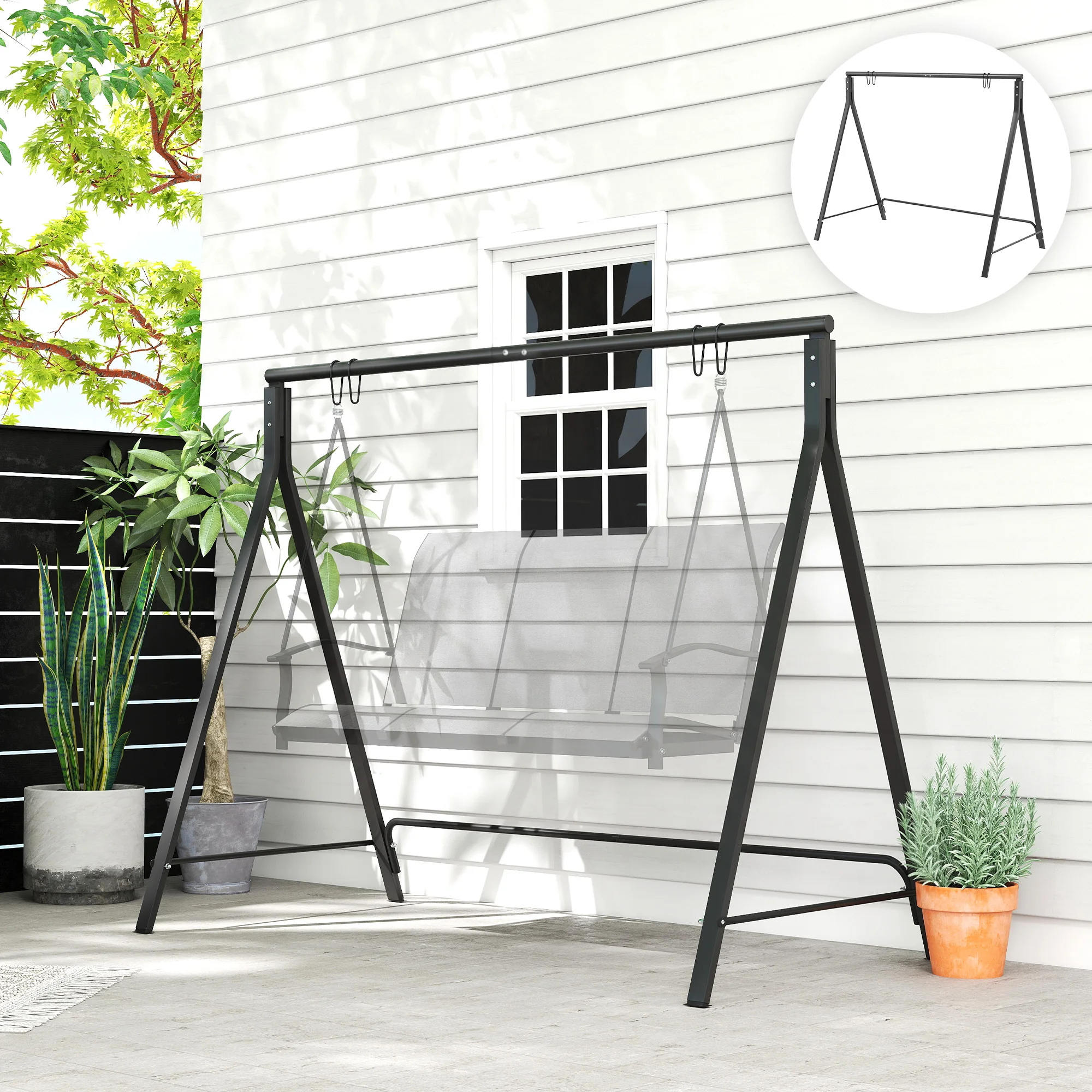 Outsunny Swing Stand, Meta Swing Frame, 528 Lbs Weight Capacity, Black