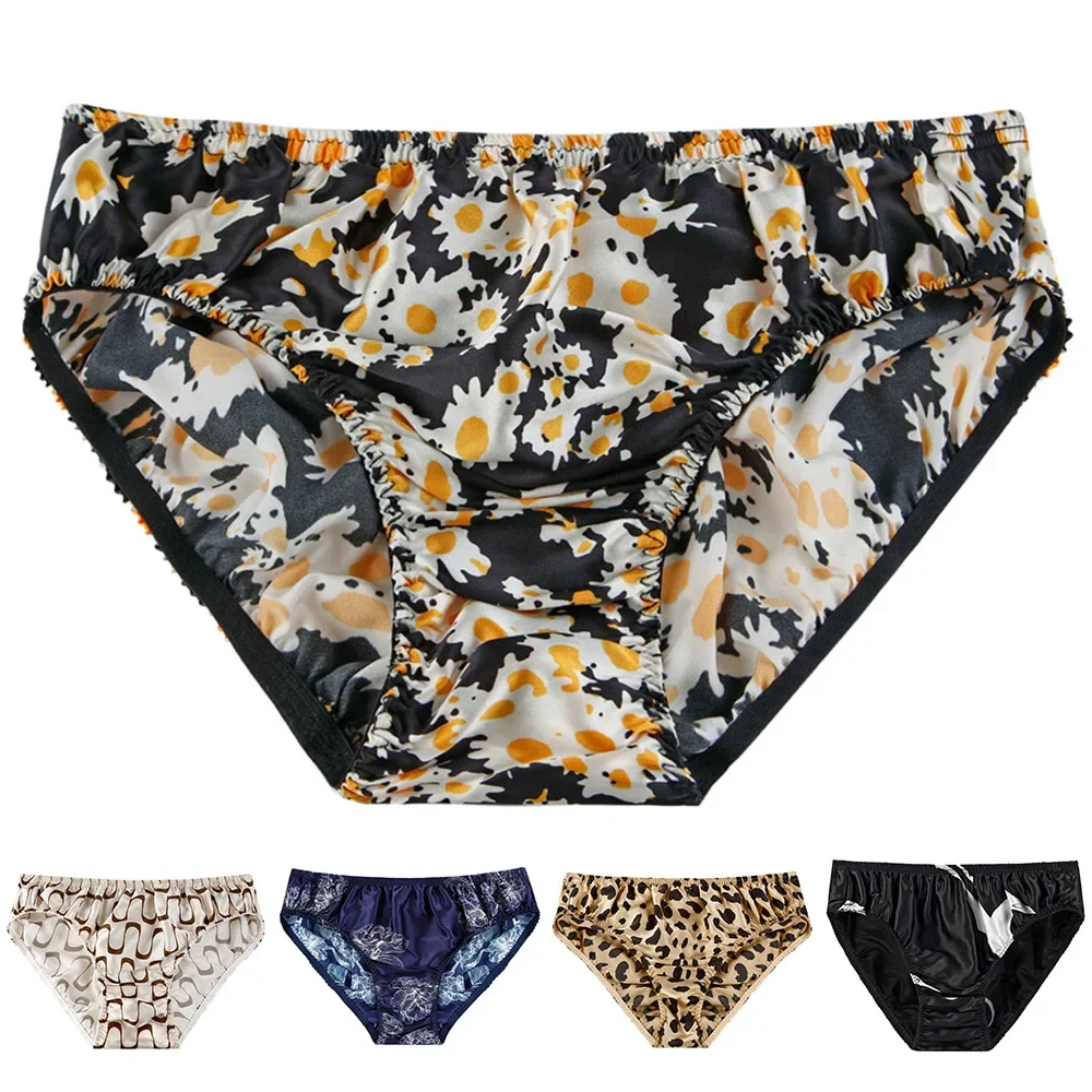 Womens Leopard Printed Panties Convex Pouch Underpants Low-waisted Ruffle Thongs Briefs Underwear Sissy Panties Gays Clothes