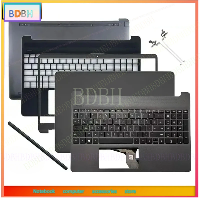 Para 15-DY 15S-FQ 15S-FR 15S-EQ 15-EF 15-ER TPN-Q222 Q230: Cubierta trasera LCD, bisel frontal, reposamanos, bisagras y carcasa inferior para portátil