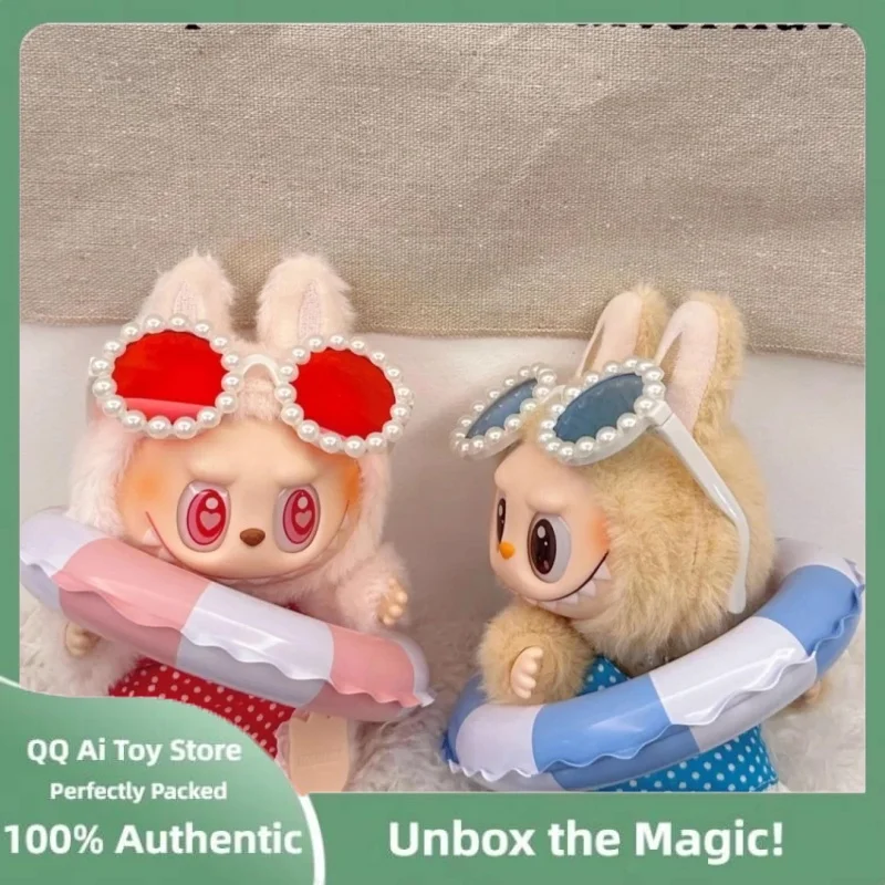 인형 의류 복장 액세서리 Ropa For Labubu 10cm 코튼 인형 수영복 안경 비치 다이빙 서핑 보드 밀짚 가방 천