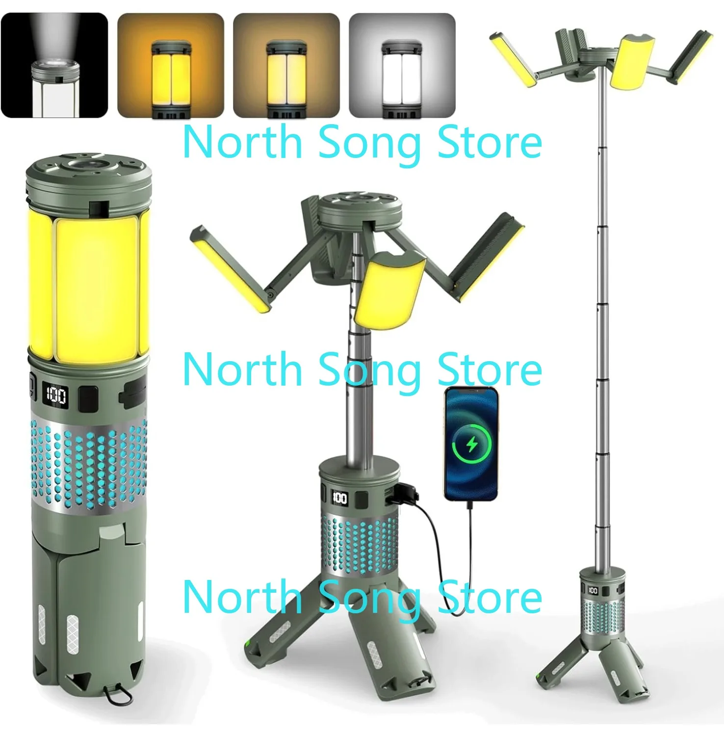 

Camping Lights, Rechargeable Camping Lights with Stand,12000mAh Collapsible Camping Lanterns, Magnetic Base Portable Flashlights