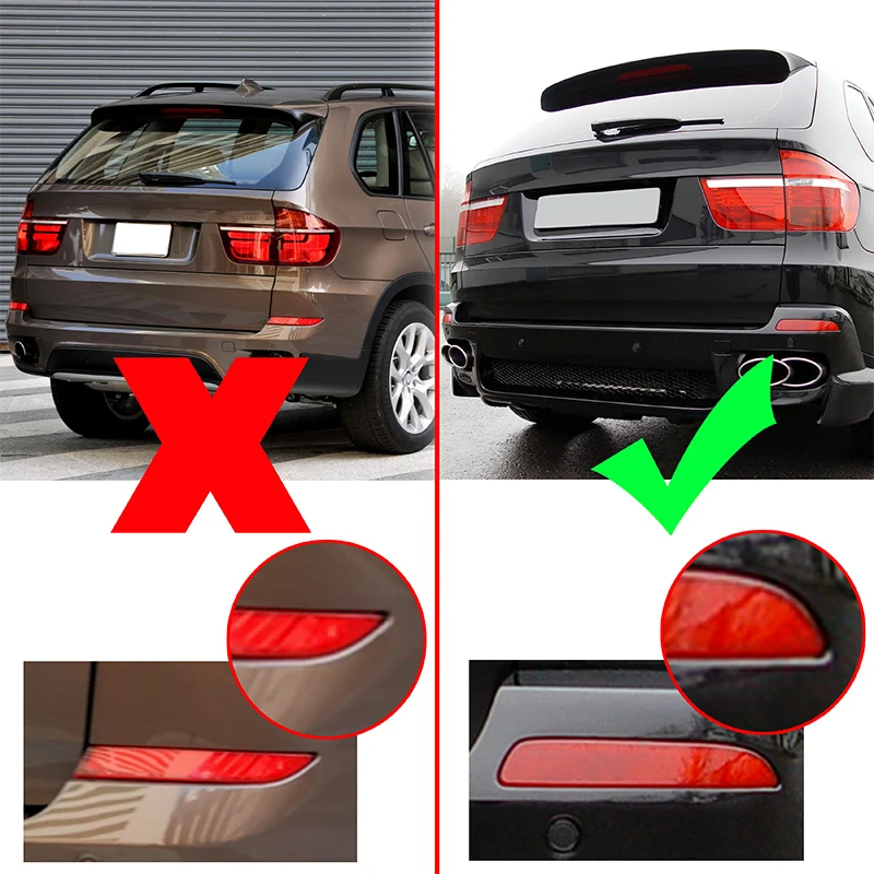 Car Rear Bumper Reflector Light Len Cover Auto Accessories Plastic Red Fit For BMW X5 E70 2007 2008 2009 2010 Pre-facelift