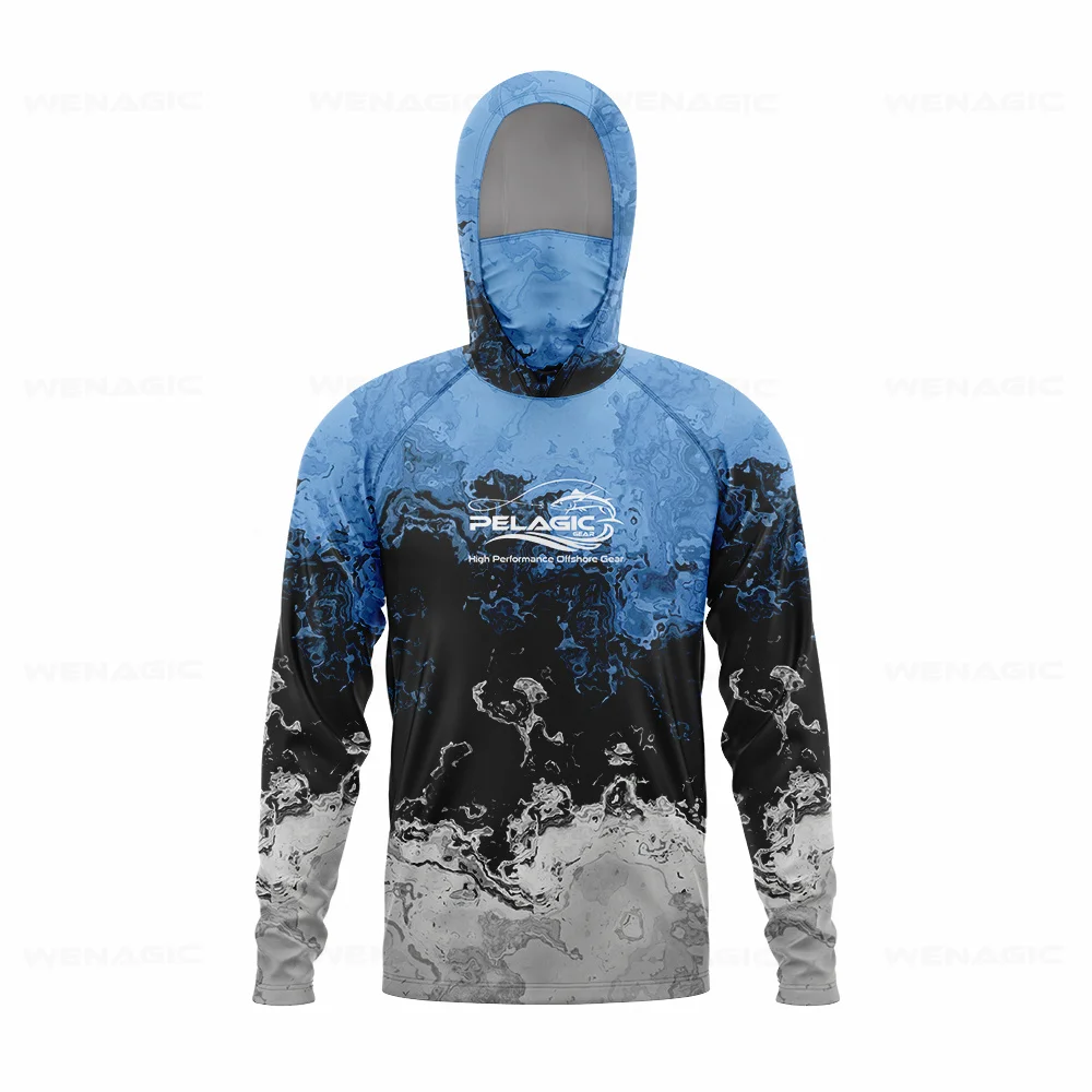 pelagic gear Men Hood Fishing Shirt long sleeve Fishing clothing fishing t shirt uv protection fishing shirt Fishing Apparel - Image 2