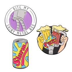 Robot Beer TV Enamel Pins Custom Cartoon Funny Oil Painting Punk Badge Lapel Brooch Backpack Jewelry Gift for Fans Friends