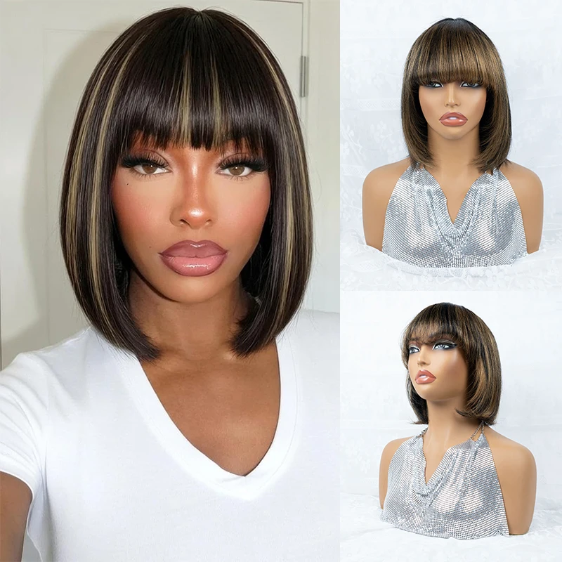BoB Wig Human Hair Pixie Cut Brazilian Remy Human Hair Wig Pixie Cut Wigs Human Hair 180% Density Full Machine Made(8-12inch)