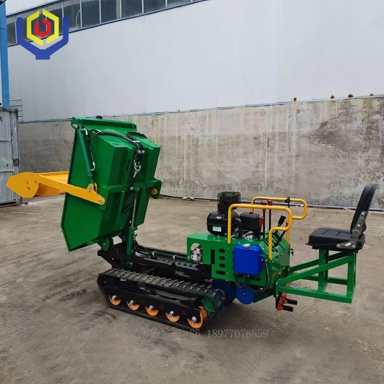1000KG Track Dumper,Stand On Wheelbarrow Self Loading Wheelbarrow Tracked Dump Box