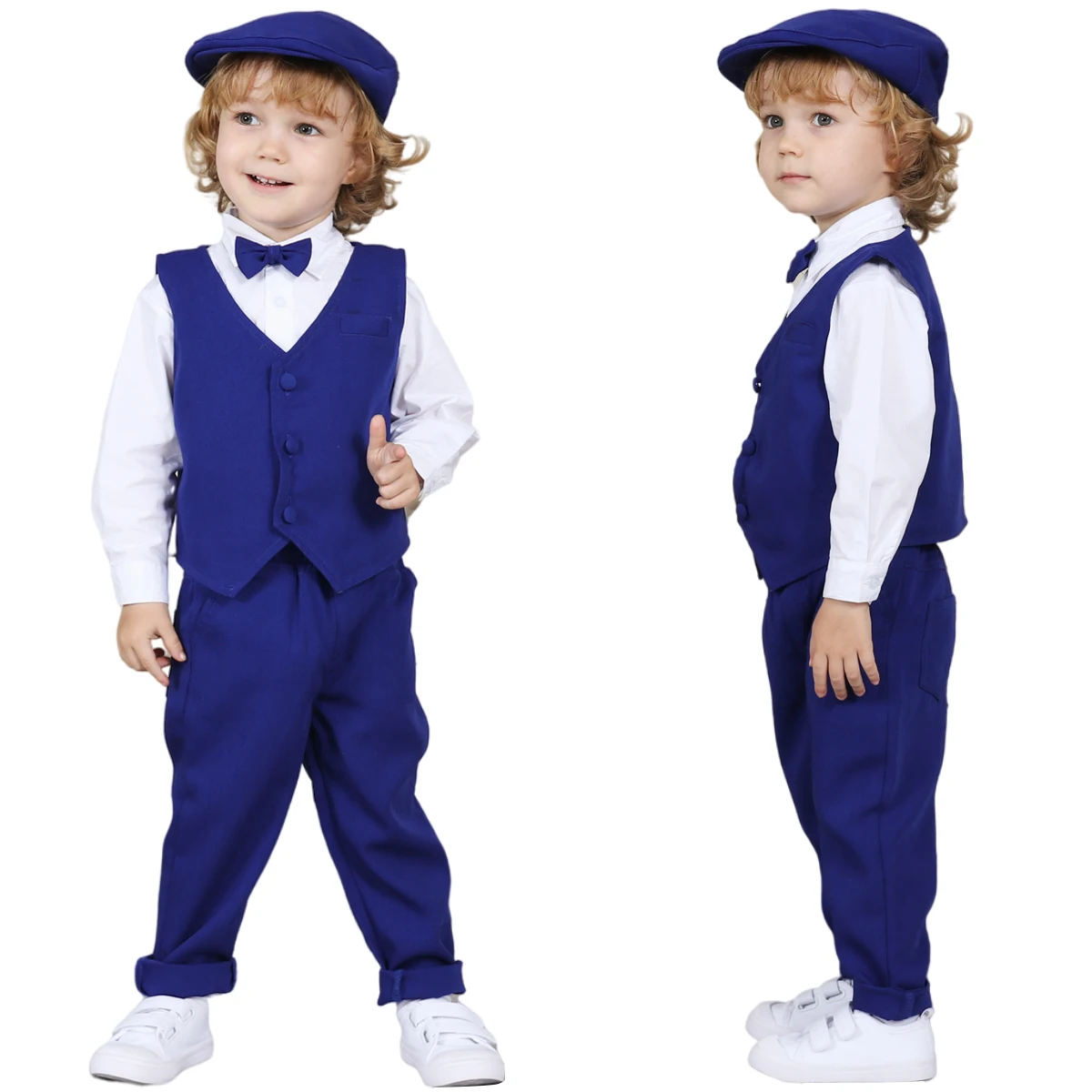 Boys Wedding Suit Baby Clothes Infant Birthday Party Gift Outfit Set Toddler Baptism Christmas Tuxedo Kids Xmas Christening 4PCS