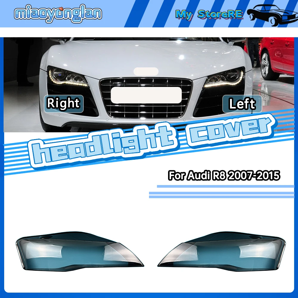 

For Audi R8 2007-2015 Transparent Lampshade Front Headlight Shell Headlamp Cover Lens Plexiglass Auto Replacement Parts