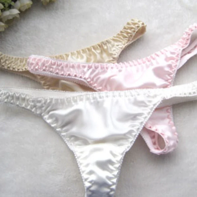 3 pairs in One Pack Free shipping Women\'s Pure Silk Thong sexy thongs lingerie