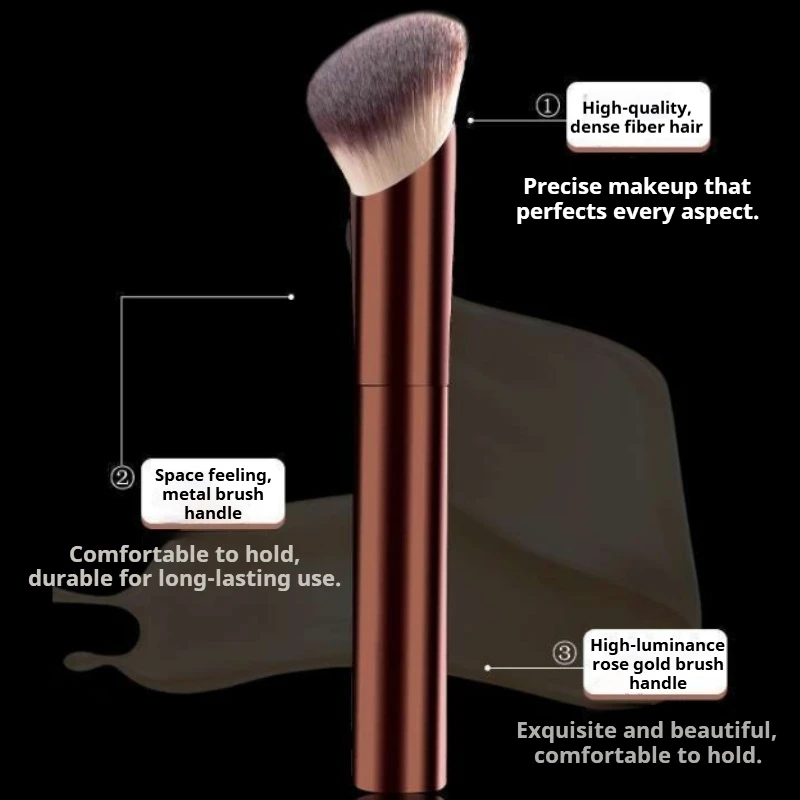 Angled Foundation Brush Long Handle Soft Synthetic Hair Concealer Contour Blush Makeup Tool For Daily Cosmetic Application