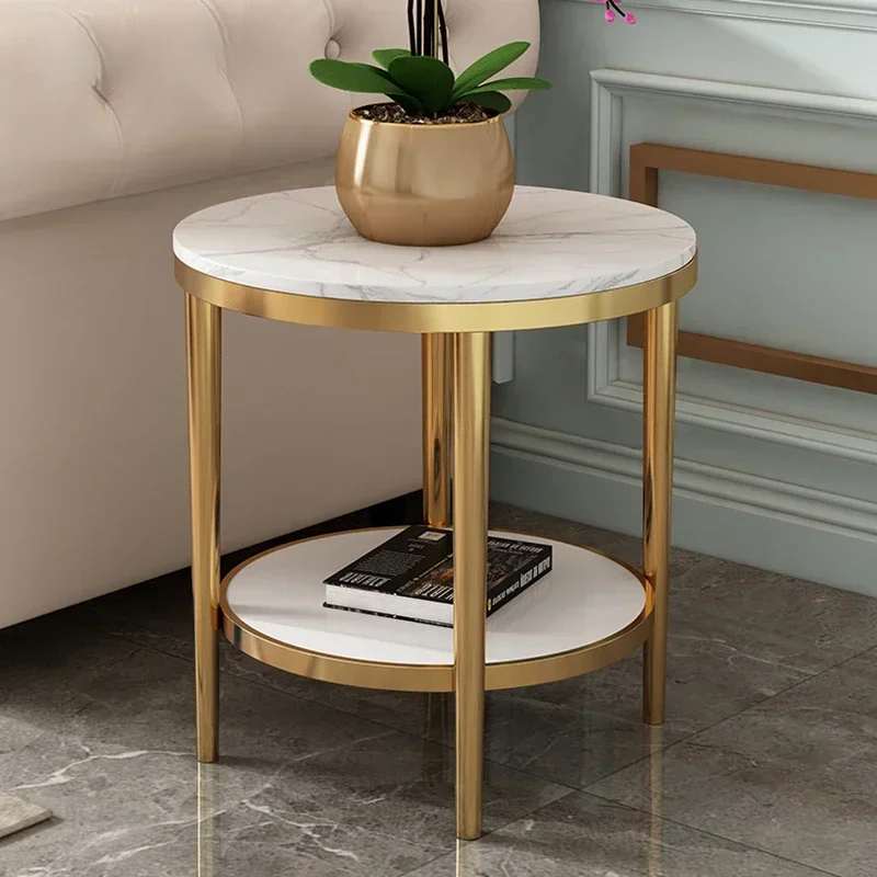 modern round luxury gold coffee table side coffee living room metal side tables with marble top