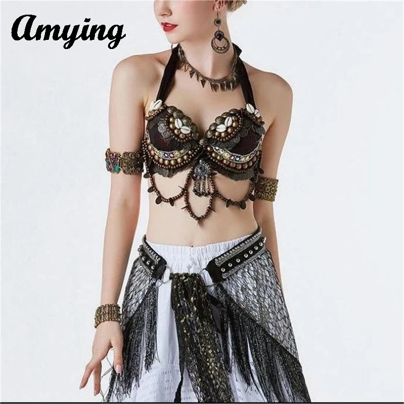 Women Hand Beading Bra Adjustable Tribal Bra or Belt Belly Dance Performance Costume Dance Performance Costume New Gypsy Costume