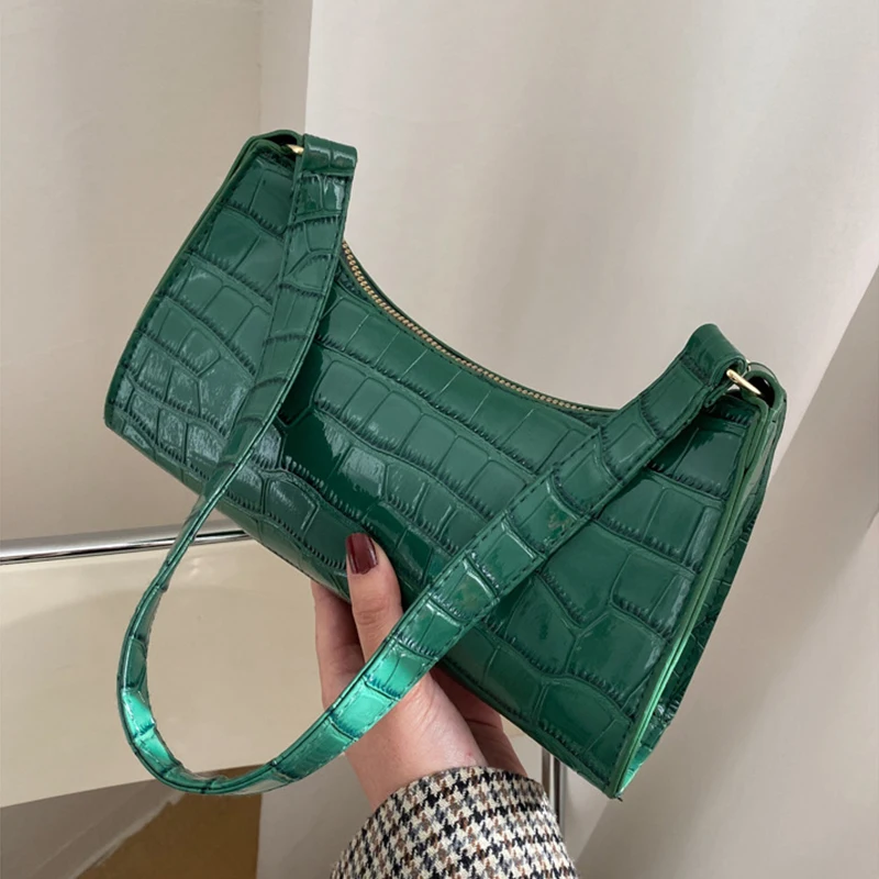 Retro Alligator Pattern Female Small Handbags and Purse Armpit  Shoulder Bags High Quality PU Leather Ladies Clutch Totes Bag