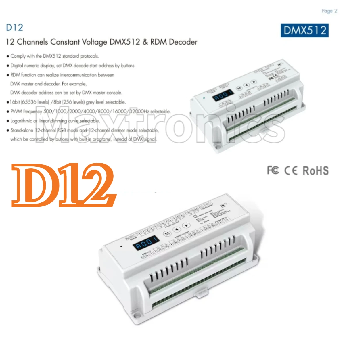 DC12V-24V 12/24 saluran DIN rel CV Led DMX dekoder Input 3A * 24CH 12CH * 5A RDM DMX512 Controller untuk RGB LED Strip Light Tape