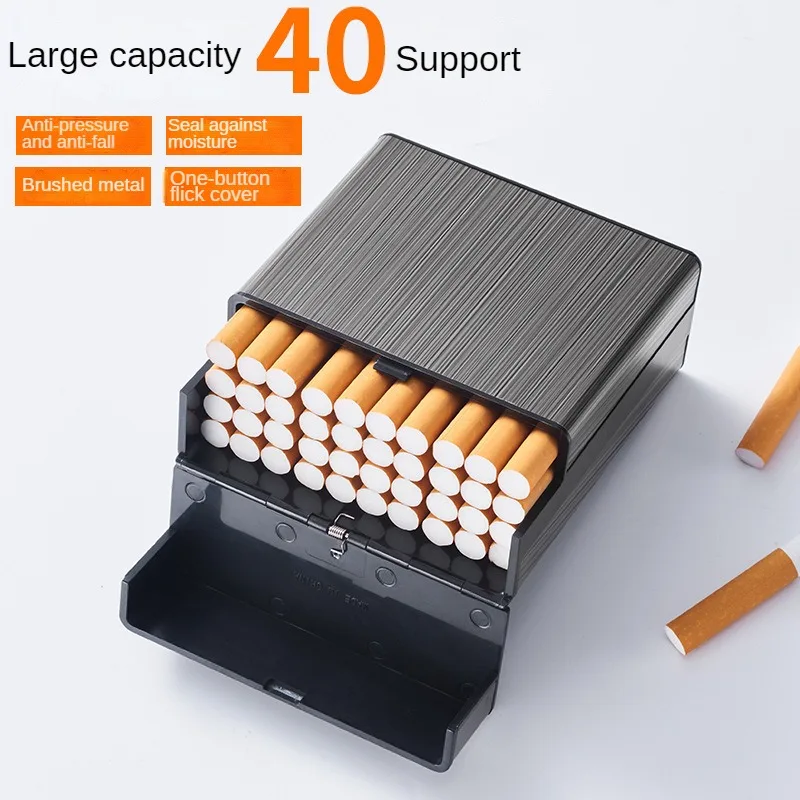 Portable Large Capacity 40 Pack Thick Pack Cigarette Box For 8MM Aluminum Alloy Moisture-proof Cigarette Case Men Original Gifts