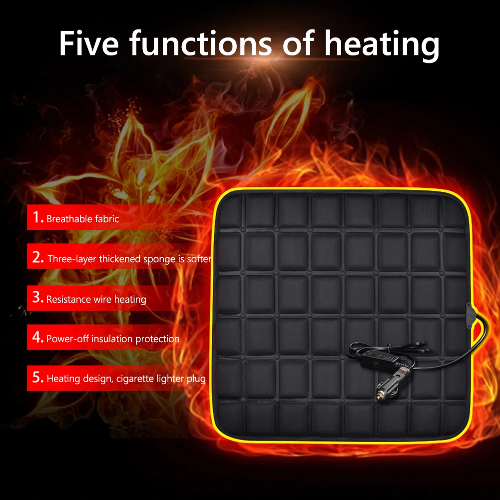 

5V Car Seat Heated Cover Fast-Heating Seat Cushion 40W Car Seat Heating Pad Non Slip Auto Front Rear Seat Electric Heating Pads