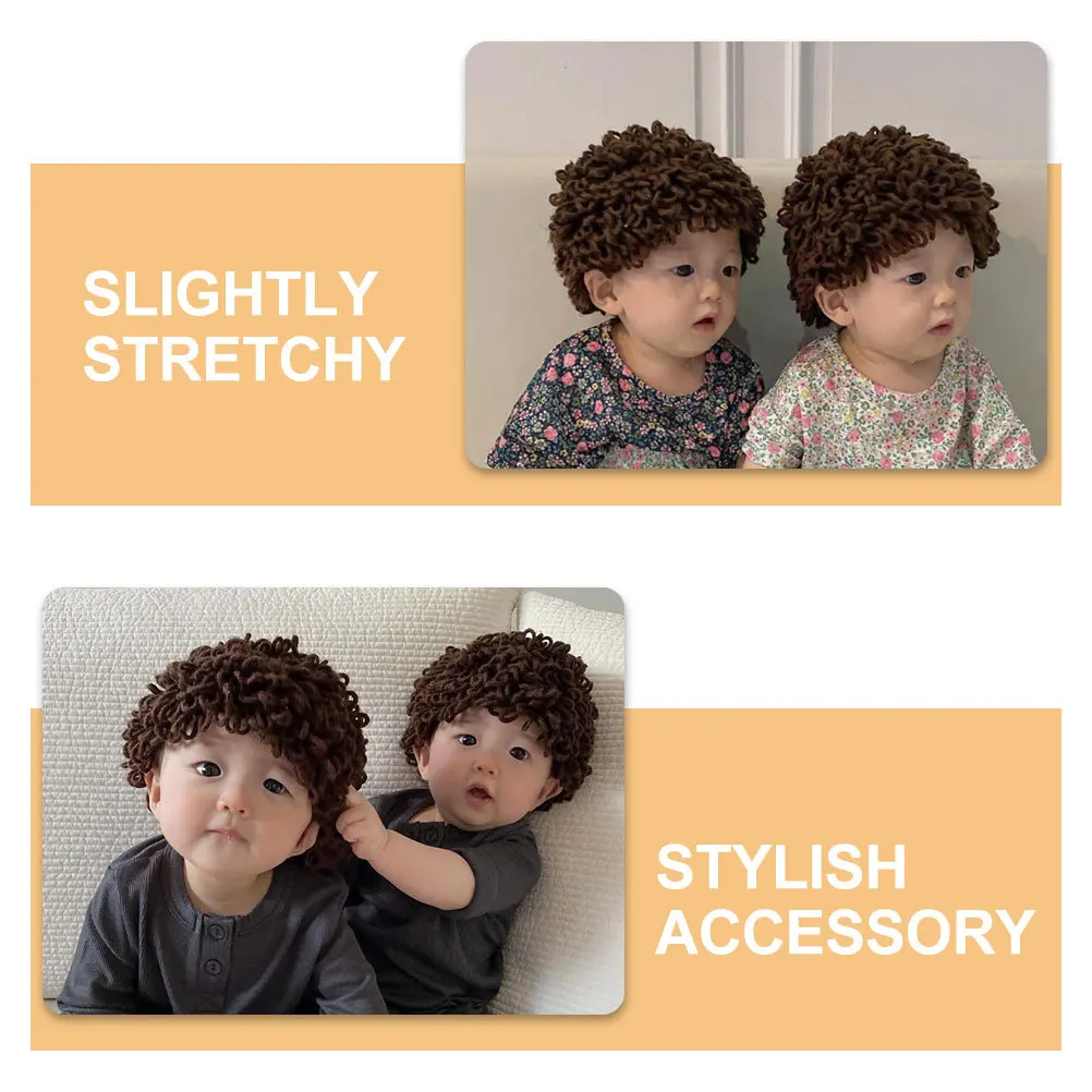

5pcs Set of 5 Baby Girl Hat Wigs for Girls Infant Bonnet Winter Toddler Boy Hats Beanie
