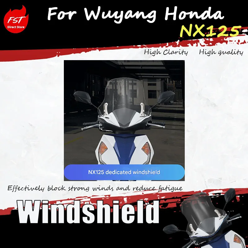 For the modification of the windshield of the Wuyang Honda NX125 model, the front windshield screen is installed.