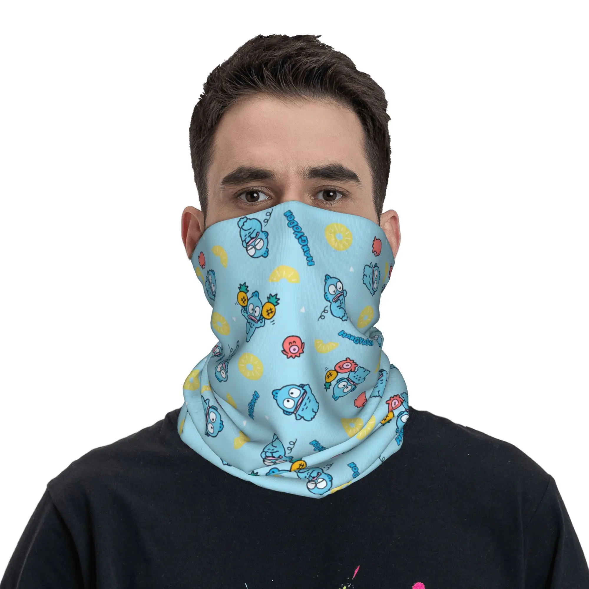 Hangyodon Bandana Neck Gaiter UV Protection Face Scarf Cover Women Men Ugly Fish Kawaii Cartoon Anime Headband Tube Balaclava