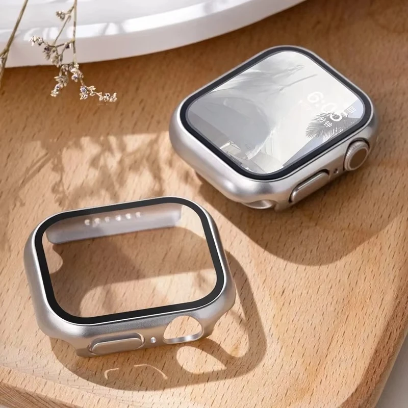 Tempered Glass+Cover For Apple Watch Case Accessories 45mm 41mm 42mm 38mm PC Screen Protector Cover iWatch 6 5 4 SE 44mm 40mm