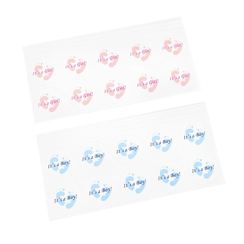 100pcs Baby Shower Footprint It Is A Boy Girl Label Sticker Gender Reveal DIY Gifts Seal Candy Box Decoration Sticker