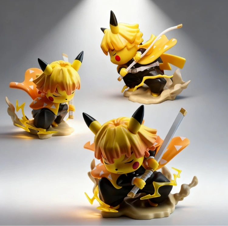 Nueva Figura Coleccionable de Vinilo de Pikachu Disfrazado de Agatsuma Zenitsu del Anime Pokémon, Idea de Regalo Creativa de PVC con Diseño de Acción