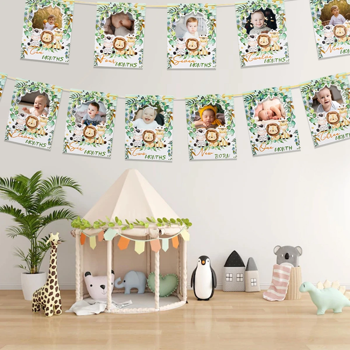 Jungle Animals Photo Banner Safari Birthday Party Decoration Wild One Birthday Party Supplies Jungle Themed Baby Shower Decor