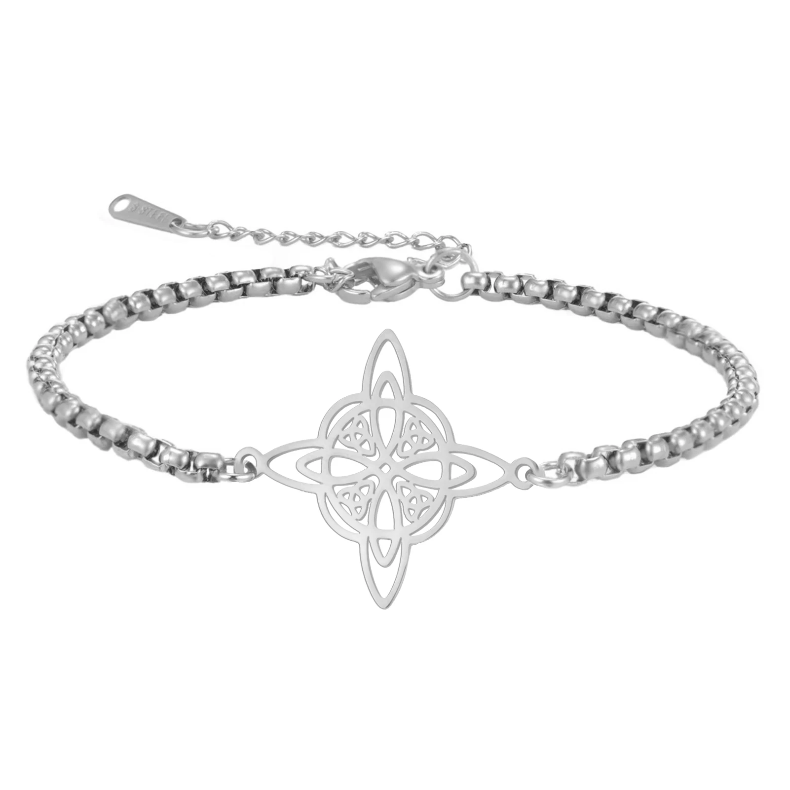 Kkjoy Hexenknoten-Armband mit keltischem vierzackigen Stern, Edelstahl, Wicca-Armband, okkultes Amulett, Charms, Schmuck, Geschenk für Frauen – Detail 5