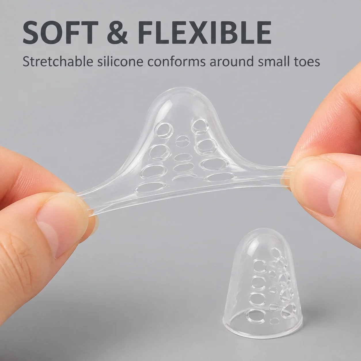 Transparent Silicone Gel Little Toe Protector Caps, Stretchable Perforated Sleeves for Cushioning Against Friction, 1-40 Pieces