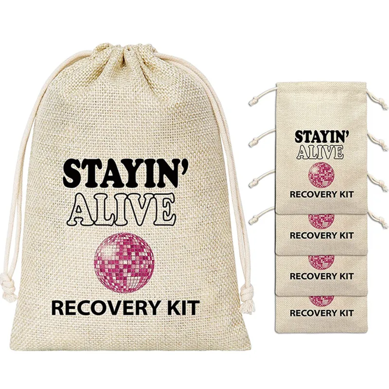 20 Pcs Hangover Gift Bags - Stay Alive Recovery Kit - Cotton Gift Bag For Bachelorette Party, Engagement Party, Wedding, Bridal