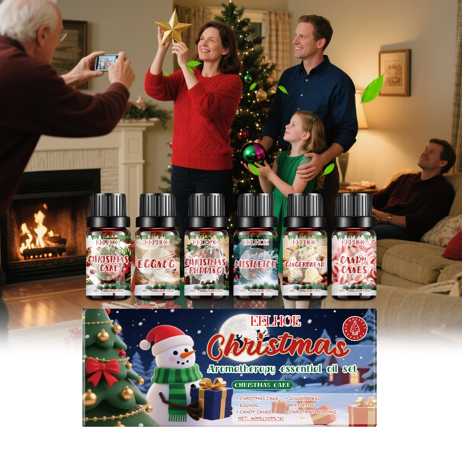 Ätherisches Weihnachtsöl-Set für die Aromatherapie – warme Atmosphäre zu Hause, frischer, langanhaltender Duft, sanftes Aromatherapie-Öl-Set