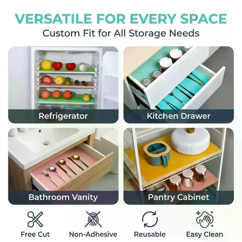 4PCS 29*45cm Waterproof Refrigerator Liner Washable Mildew Kitchen Pad Anti-oil Cabinet Drawer Placemat Heat-insulat Fridge Mat