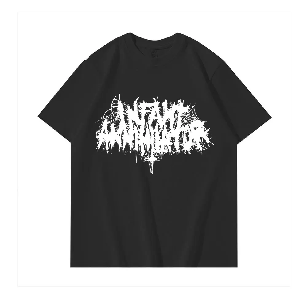 Infant Annihilator Logo T-shirt Vintage Short Sleeved Harajuku Oversized Versatile Streetwear O-Neck Casual Pure Cotton Cute Top