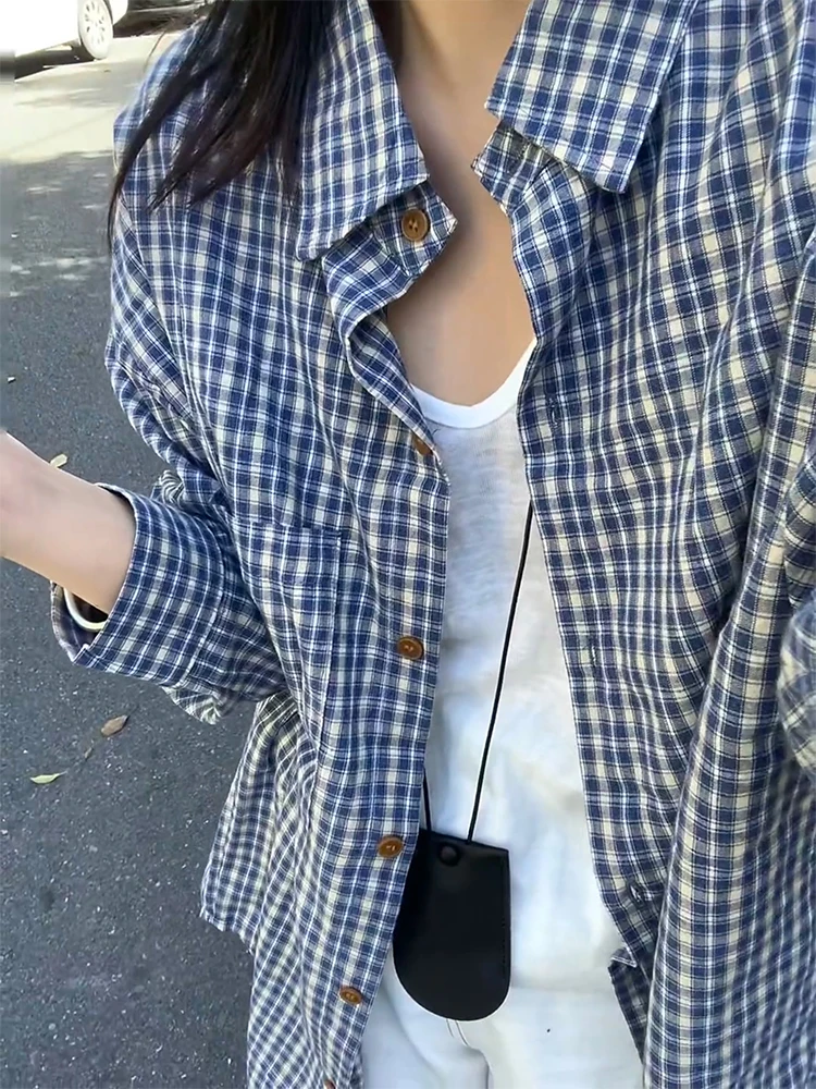 

Мужская рубашка с длинным рукавом в синюю клетку, для многослойного ношения, CleanFit Design, весна-осень, премиум-класс, дышащая, молодежная, стильная.