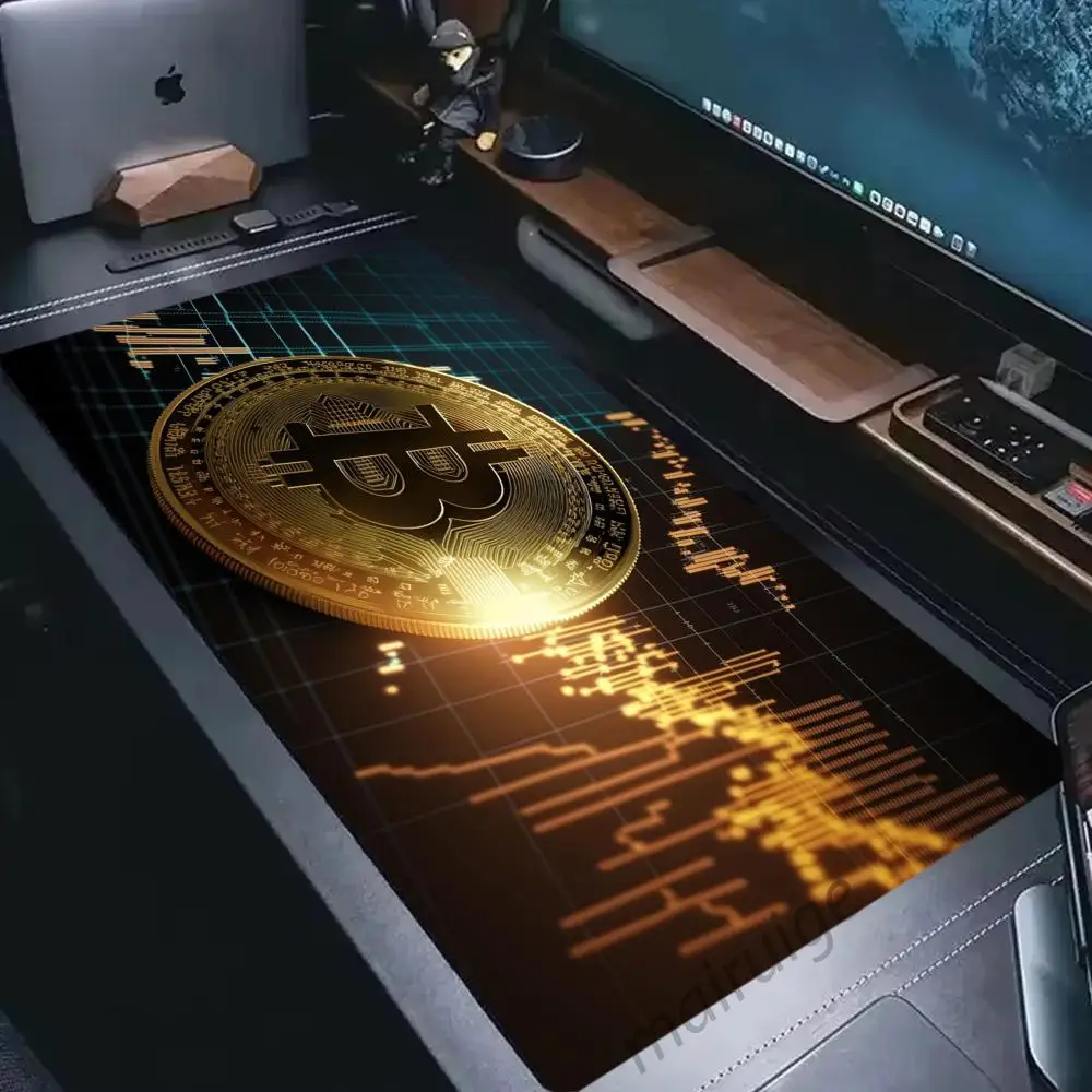 

Bitcoin Stock Market Mouse Pad Large Computer Office Game Table Mat XXL Rubber Anti-slip Gaming Keyboard Mousepad Long Desk Pads
