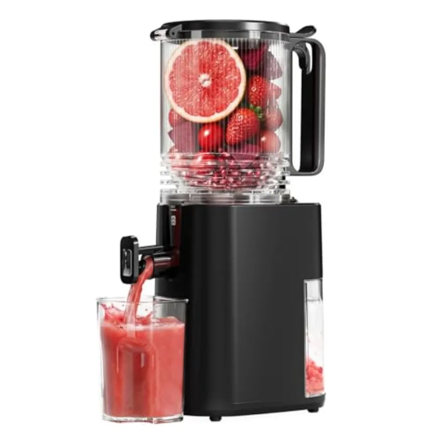 

Cold Press Juicer 5.5inch Wide Feed Chute Slow Masticating Juicer Extractor Machine for Whole Vegetables Fruits Black