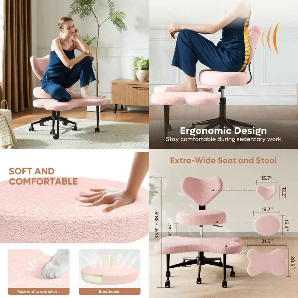 

Поворотное кресло для медитации с регулируемой высотой и колесами для эргономичного сидения на поперечной ноге, идеально подходит для СДВГ и поясничной поддержки