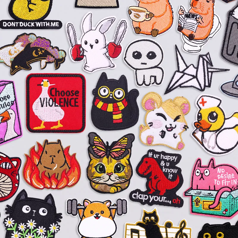 Милые-животные-аппликация-мультяшная-кошка-утка-вышивка-нашивки-железные-нашивки-для-одежды-термоклеевые-нашивки-на-одежду-пришитые-значки
