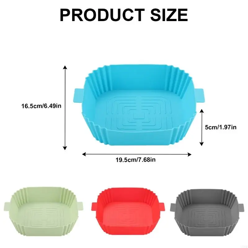 U0DE 재사용 가능한 사각형 에어 프라이스 바구니 실리콘 인서트, 쉬운 청소 자 스틱 라이너, 내열 요리 매트 방수 방수