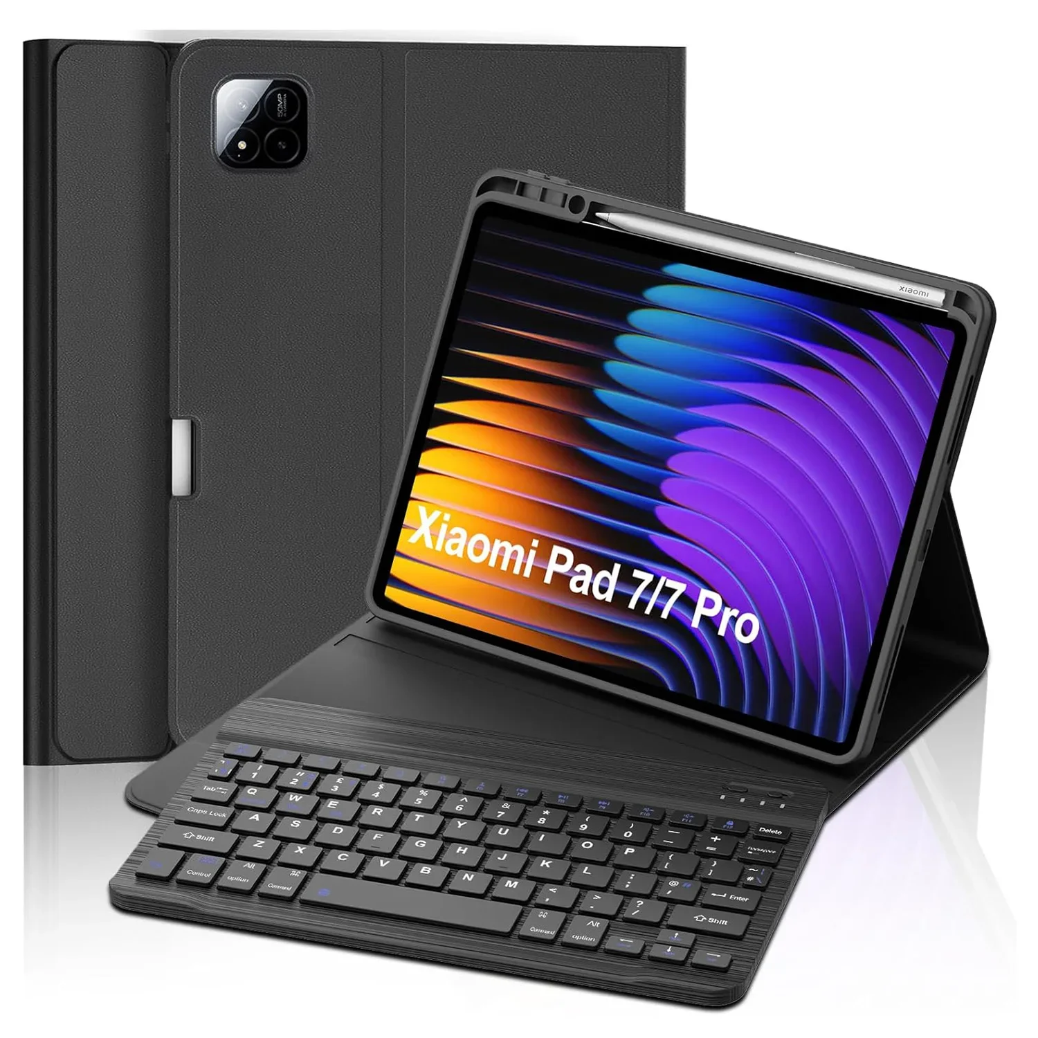 Keyboard Case For Xiaomi Pad 7 11.2-inch, Keyboard Cover for Mi Pad 7 Pro 11.2-inch Tablet Case with Pencil Holder