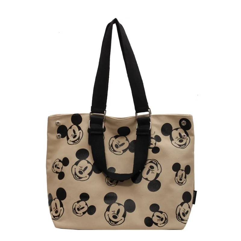 MINISO Disney Serie Cartoon Canvas Women\'s Bag Large Capacity Shoulder Cute Mickey Student Commuter Large Printed Casual Handbag